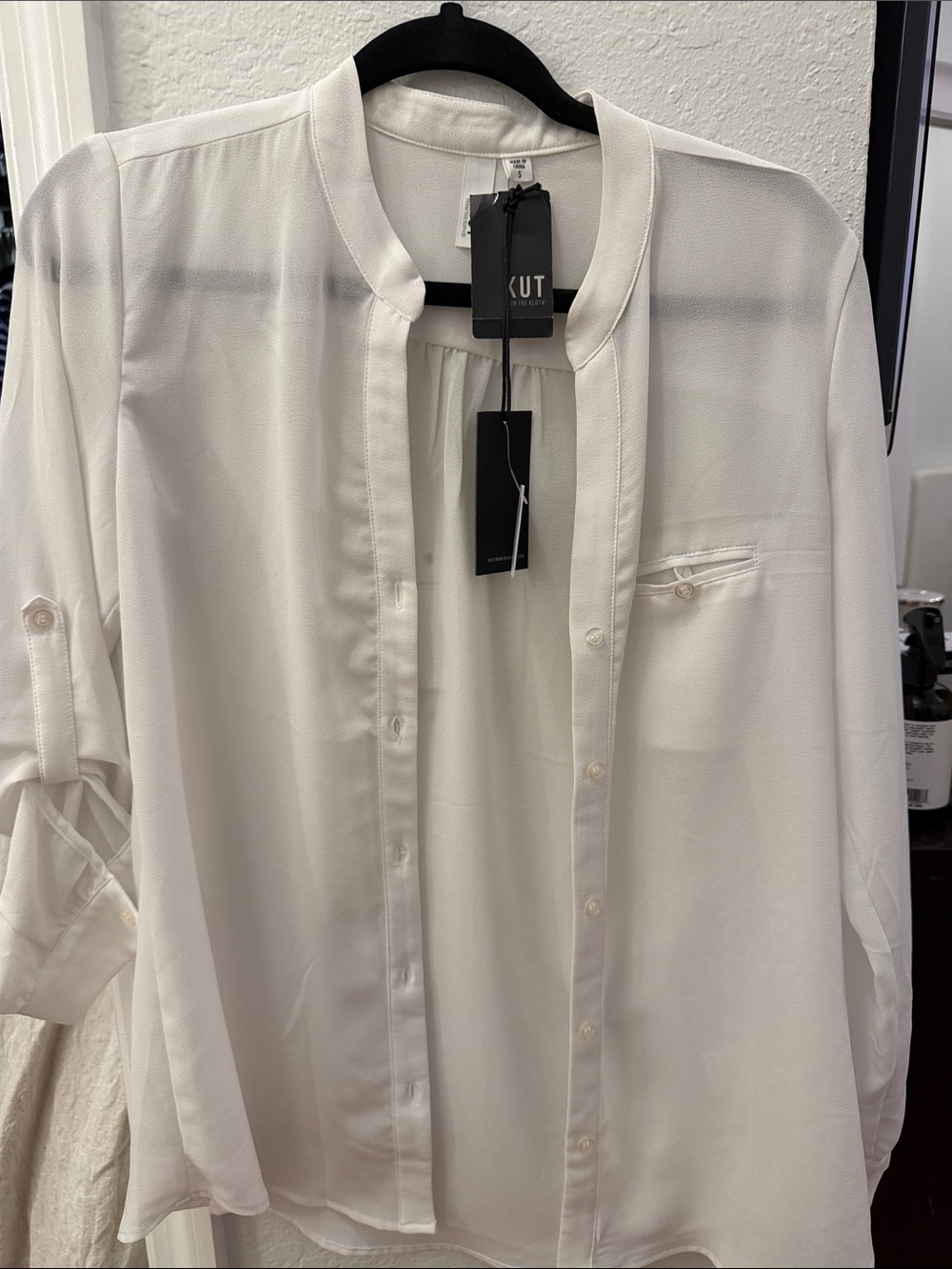 Kut from the Kloth White Casual Button-Down Shirt